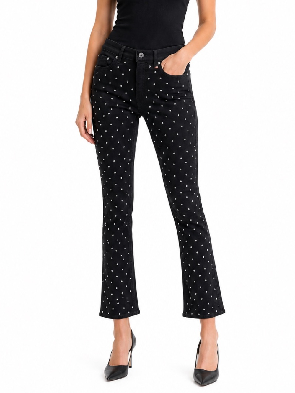 NWT Dondup Amanda Super Skinny Bootcut Jeans Studded Rhinestone Sz 28